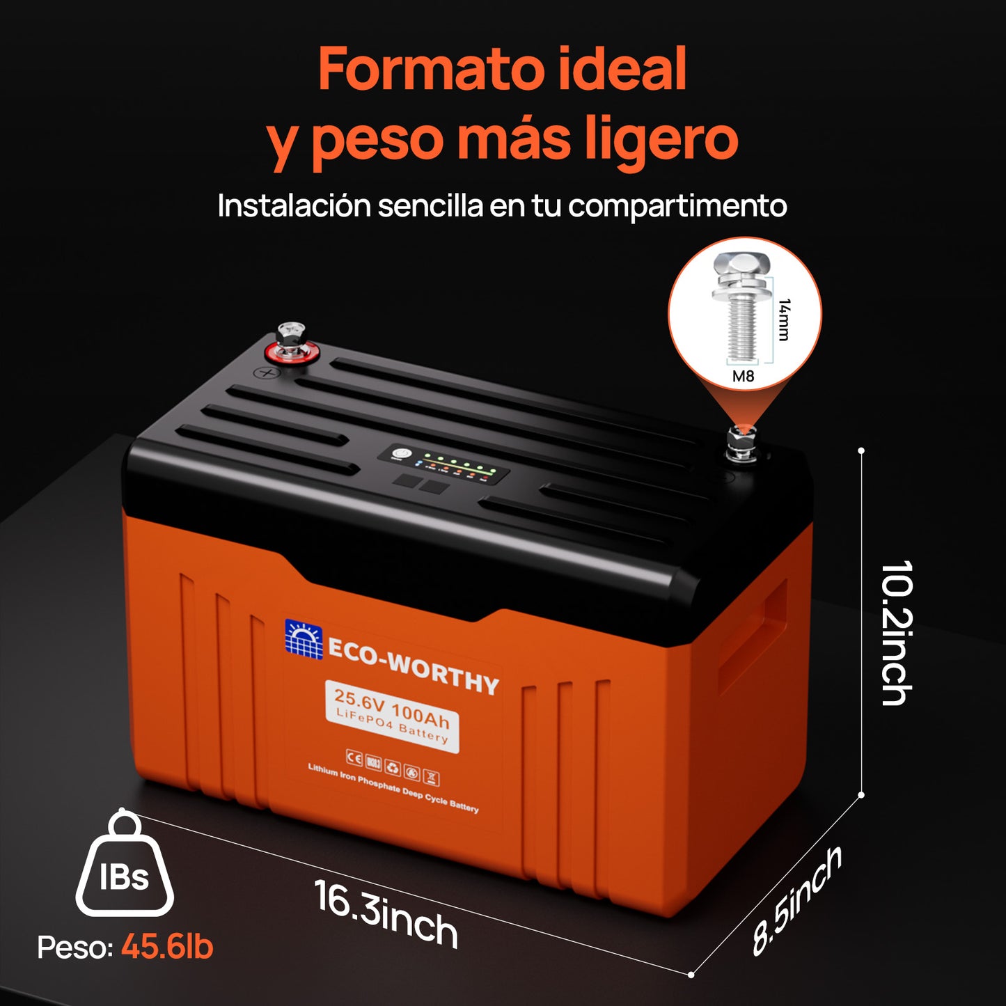 Batería Litio LiFePO4 24V 100Ah Con Bluetooth y WiFi - Batería Litio LiFePO4 24V - eco - worthy - es