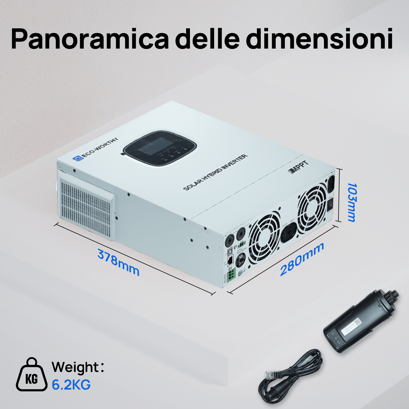 Inversor/cargador solar todo en uno ECO - WORTHY de 48V 3000W | MPPT de 60A, entrada fotovoltaica de 3400W - Inversores Solares - eco - worthy - es