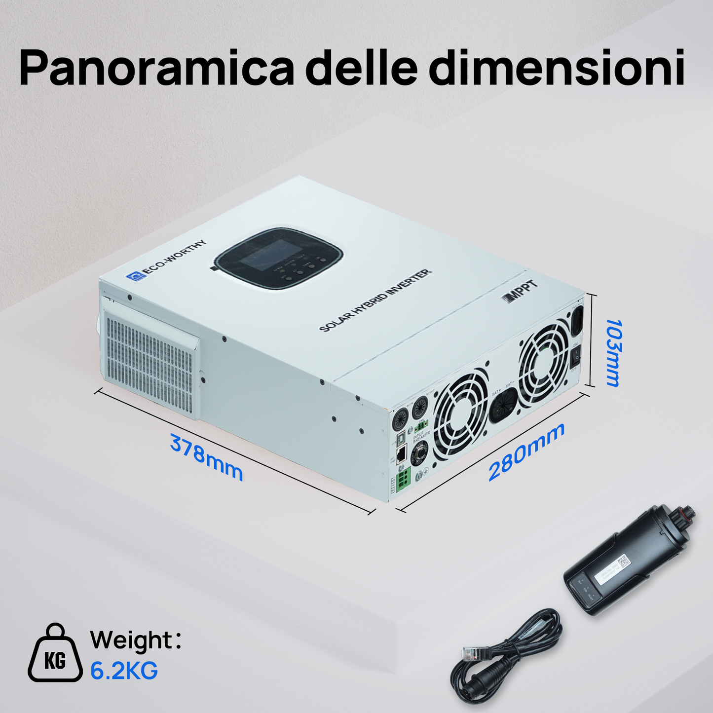 Inversor/cargador solar todo en uno ECO-WORTHY de 48V 3000W | MPPT de 60A, entrada fotovoltaica de 3400W