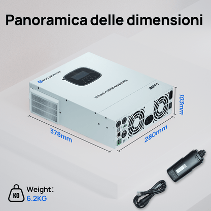 Inversor/cargador solar todo en uno ECO - WORTHY de 48V 3000W | MPPT de 60A, entrada fotovoltaica de 3400W - Inversores Solares - eco - worthy - es
