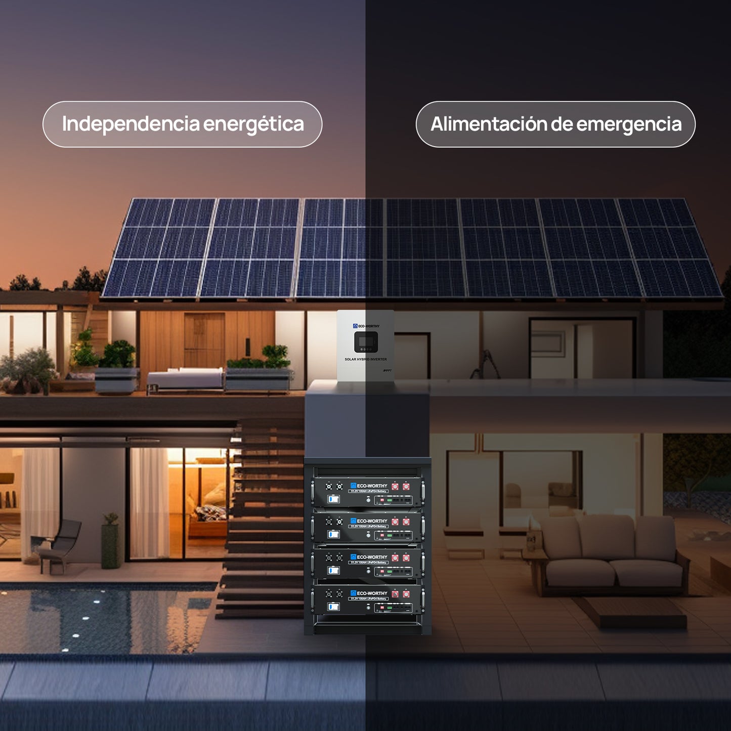 Batería para rack de servidor ECO-WORTHY de 48V(51,2V) 100 Ah LiFePO4, tamaño 3U, con Bluetooth y wifi