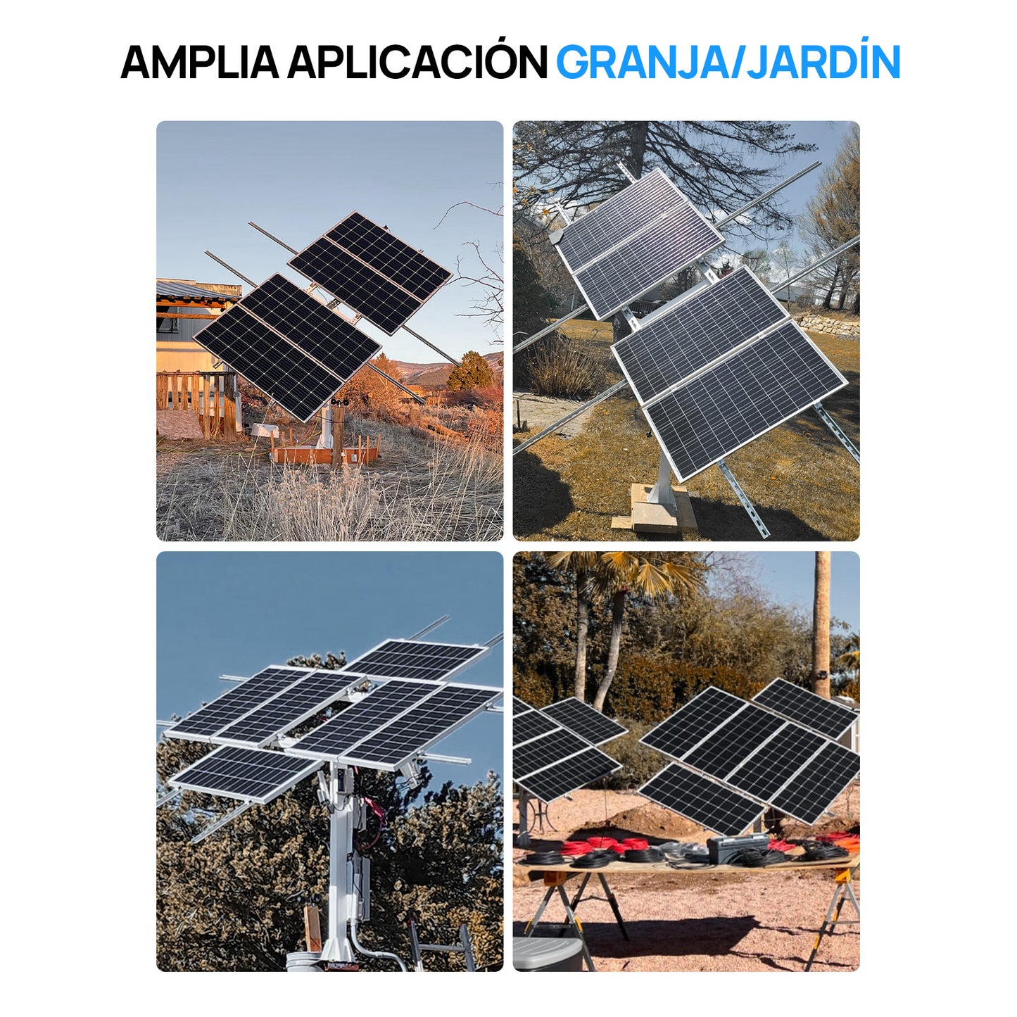 Sistema de seguimiento solar de doble eje ECO-WORTHY (versión extendida, +40% de eficiencia) con controlador de seguimiento