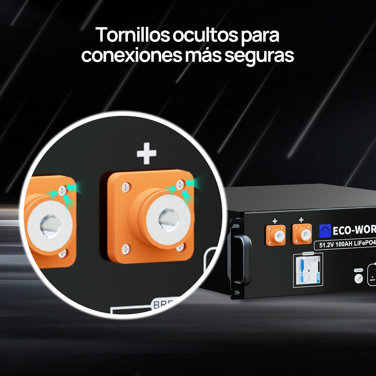 Batería para rack de servidor ECO-WORTHY de 48V(51,2V) 100 Ah LiFePO4, tamaño 3U, con Bluetooth y wifi- Versión 3