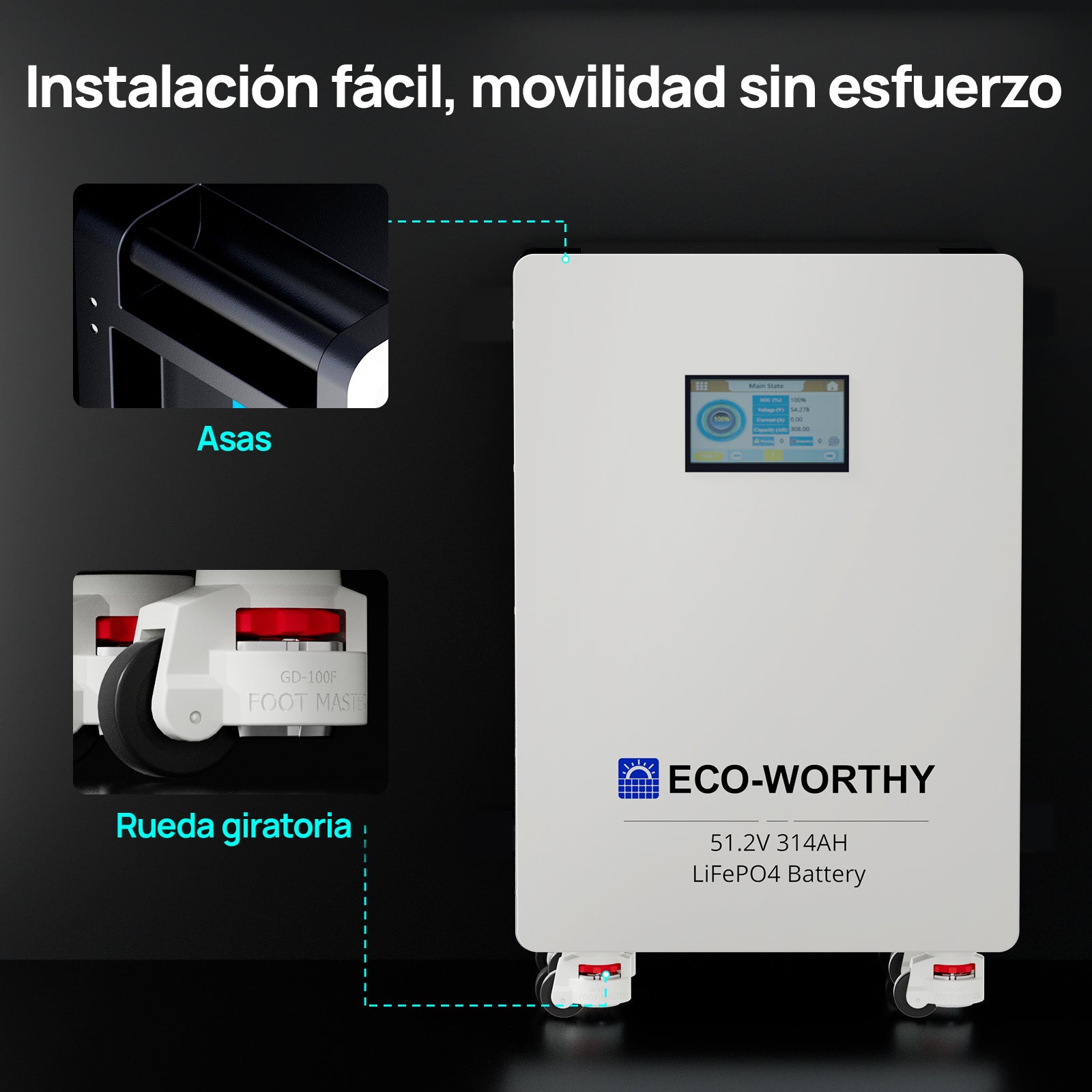 【Preventa】Batería LiFePO4 ECO-WORTHY de 48V  314Ah | Batería solar de emergencia para el hogar