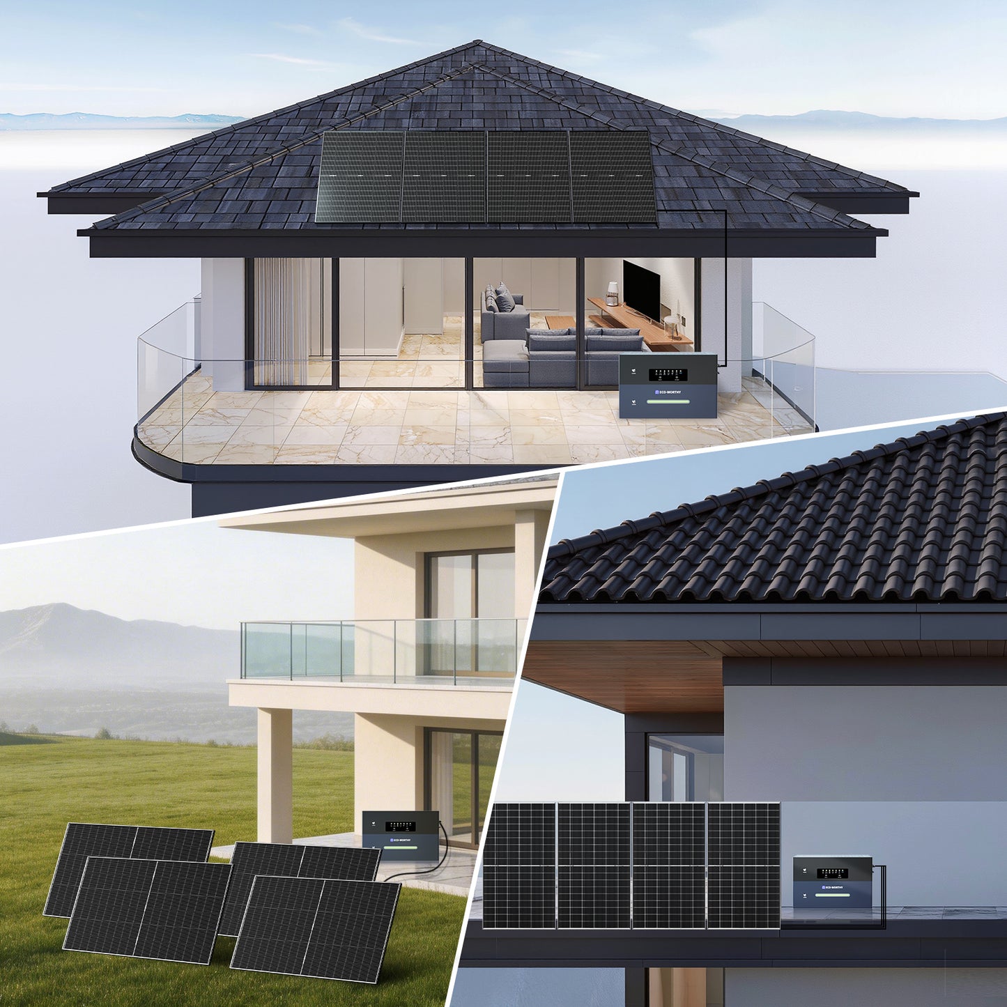Eco-Worthy Panel Solar de 500W Bifacial Monocristalino N-Type Topcon
