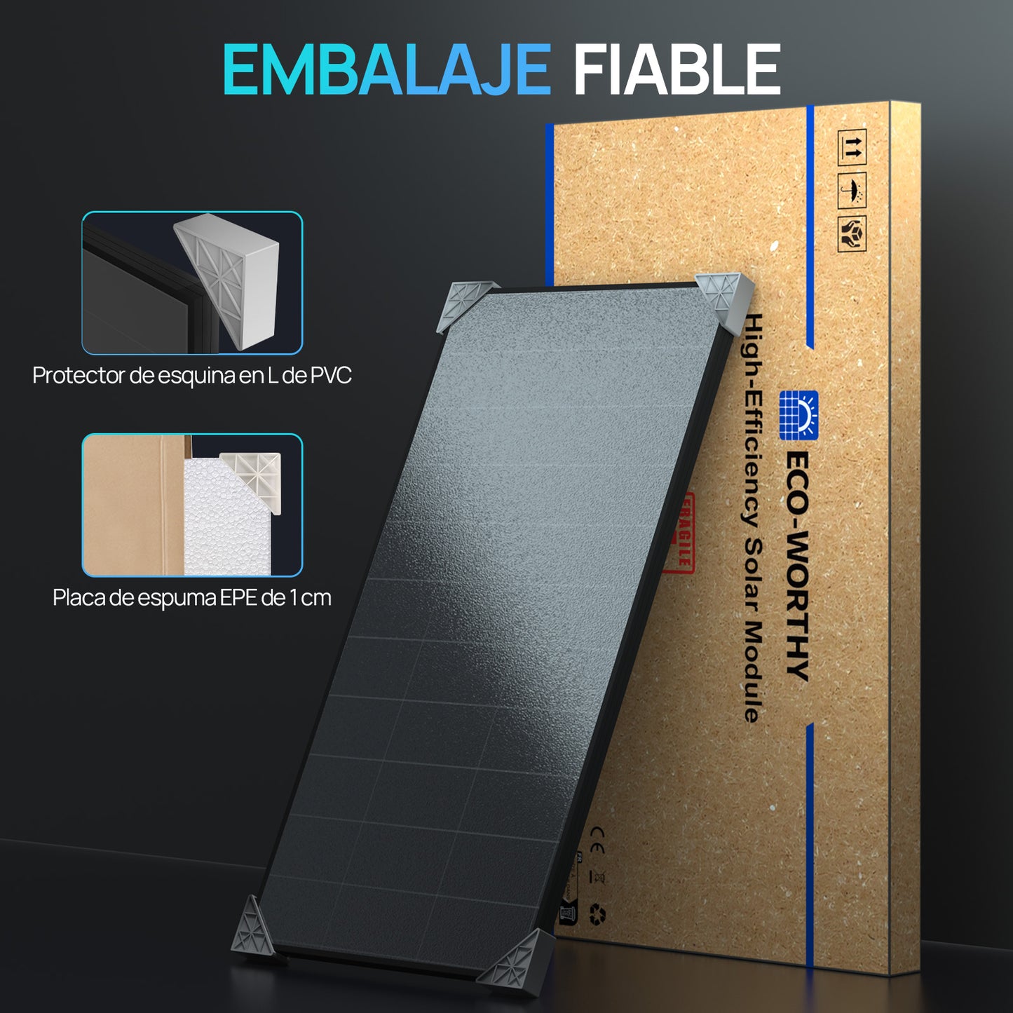 Panel solar BC totalmente negro ECO-WORTHY de 120W