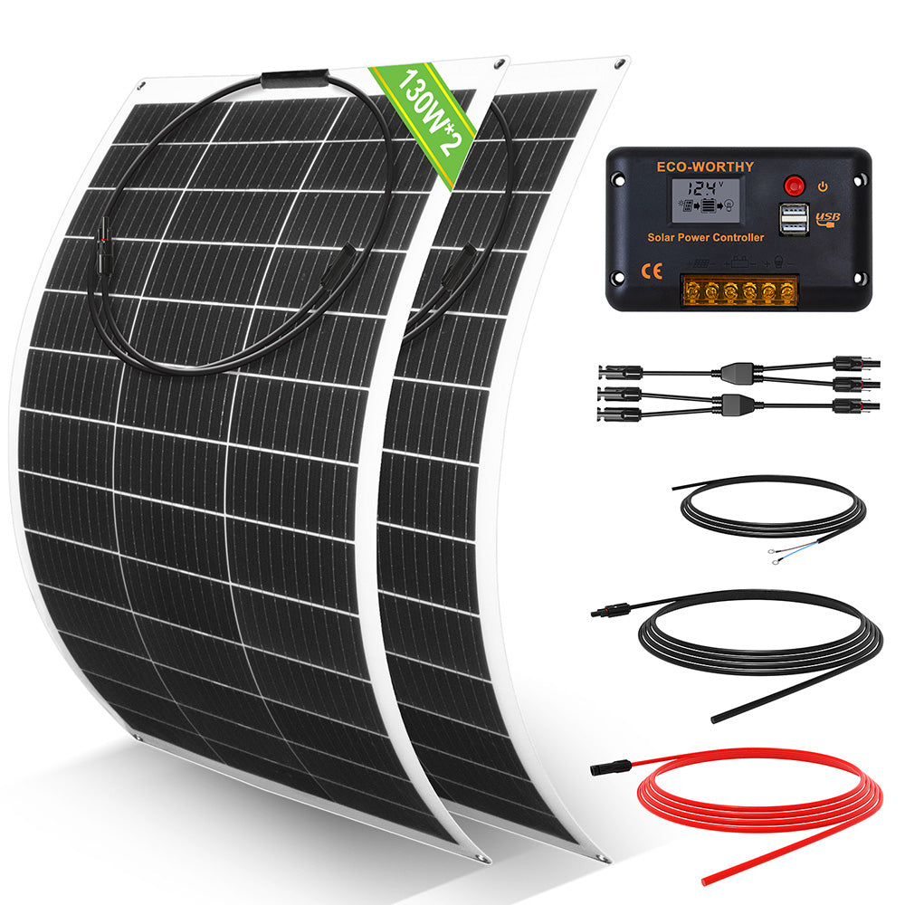 Kit Solar Para Embarcaciones Y Barcos 130W 260W 390W 520W 12V con Placas Flexibles