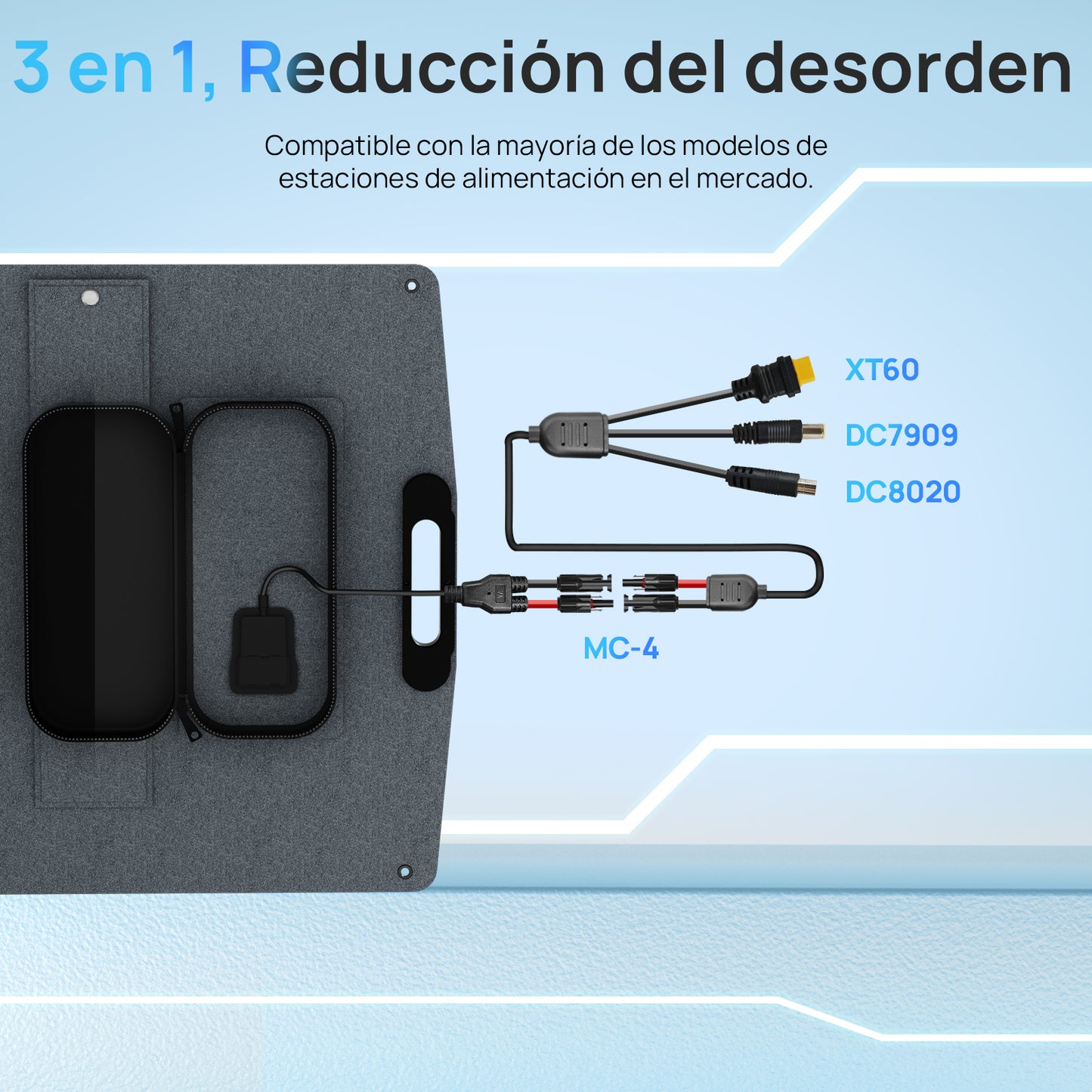 Pro. 100W 12V Maleta de panel solar plegable