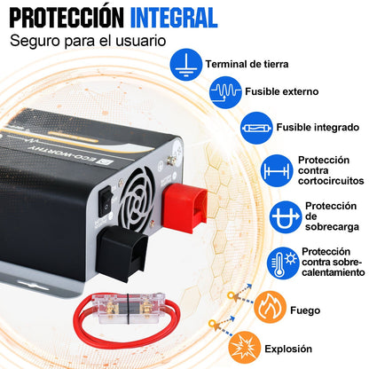 Inversor de Onda Sinusoidal Pura de 600W de 12V a 230V para Kits Solares Aislada - Inversores Solares - eco - worthy - es