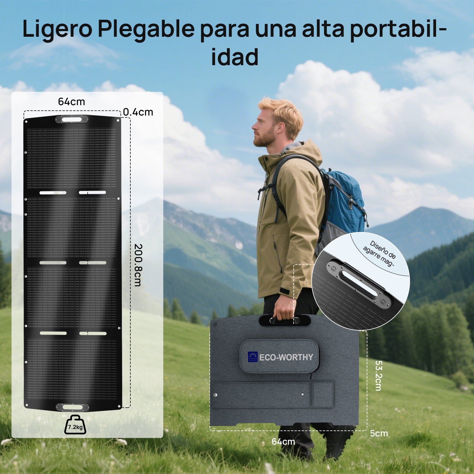 200W 12V Maleta de panel solar plegable