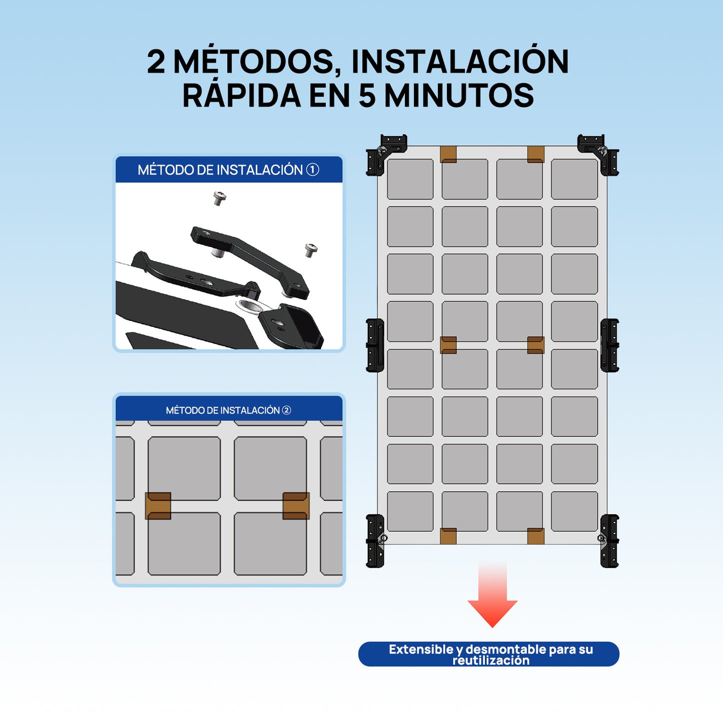 Soportes para paneles solares: incorporan un diseño suspendido y ventilado