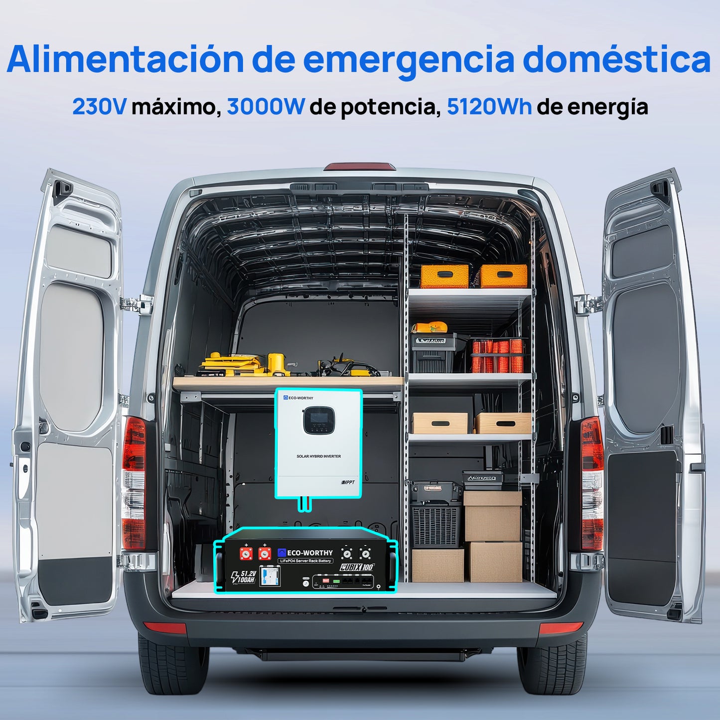 Sistema de respaldo doméstico ECO - WORTHY de 5,12 kWh con LiFePO4 de 48V 100Ah e inversor híbrido de 48V 3000W - 1000W - 2000W Kit Solar Aislada - eco - worthy - es