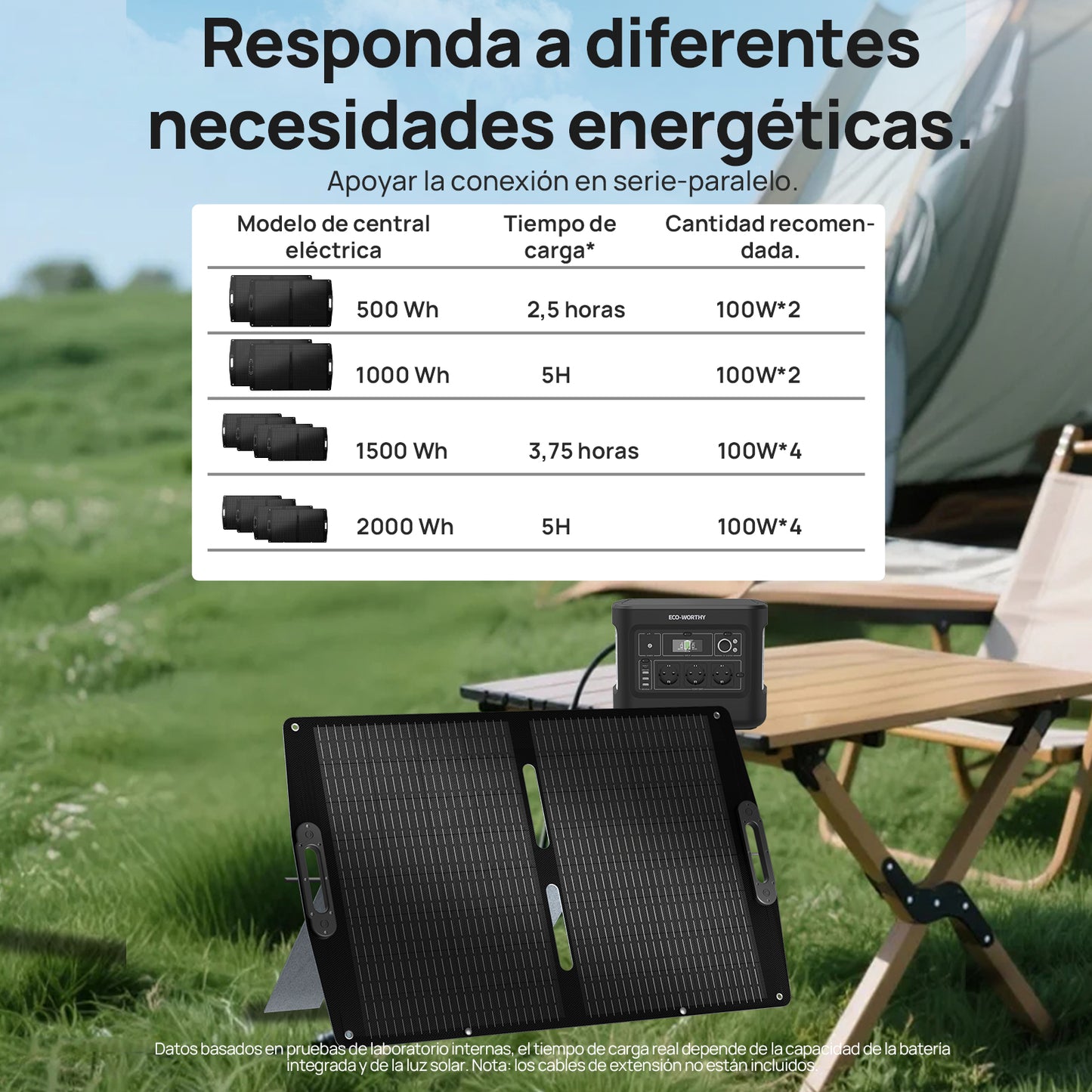 Pro. 100W 12V Maleta de panel solar plegable