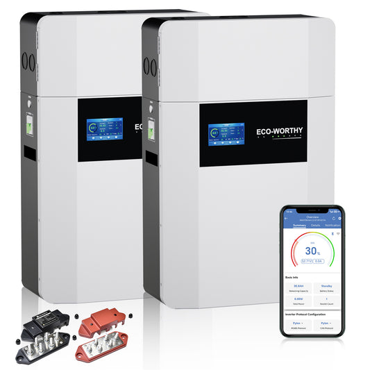 Batería de interior de montaje en pared ECO-WORTHY de 48V 100Ah con caja de conexiones | IEC 62619 | Apta para bajas temperaturas | 10 años de garantía