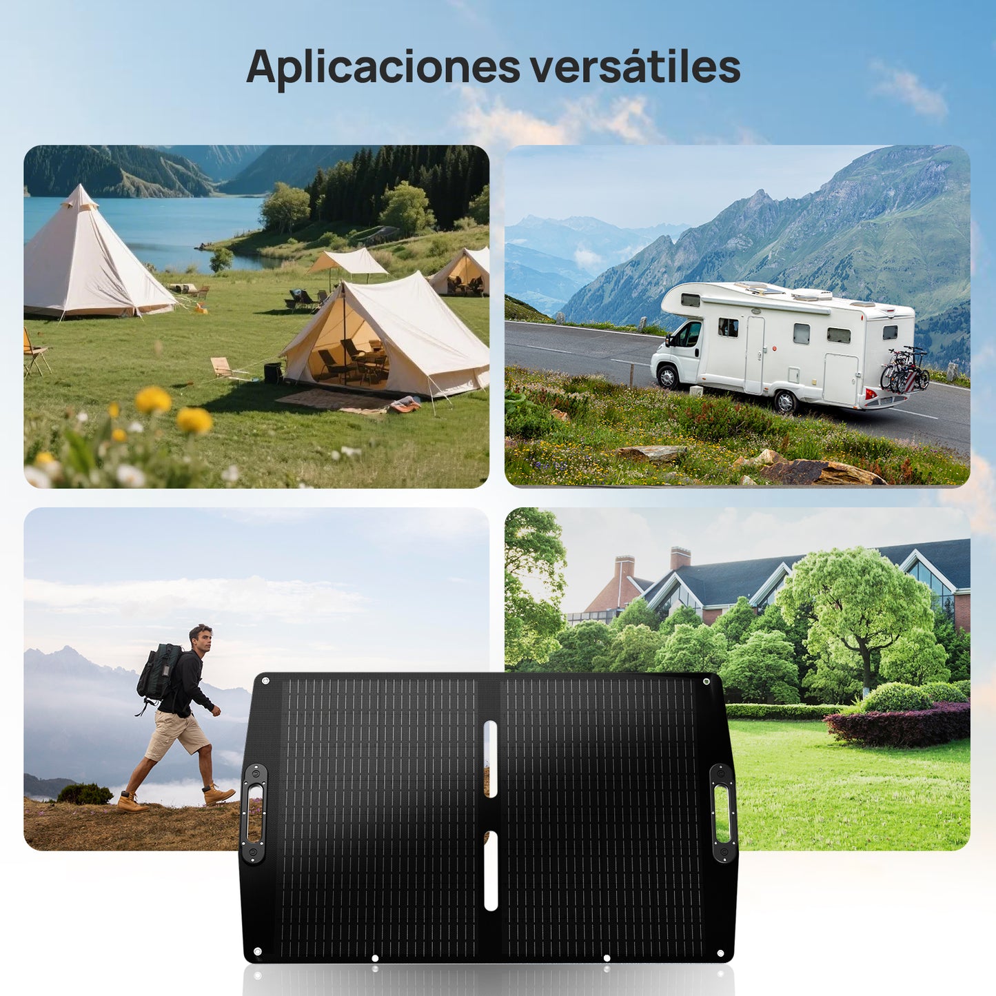 Pro. 100W 12V Maleta de panel solar plegable