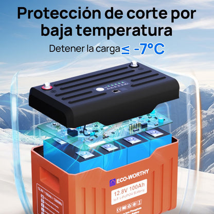 Batería Litio LiFePO4 12V 100Ah Con Bluetooth - Batería Litio LiFePO4 12V - eco - worthy - es
