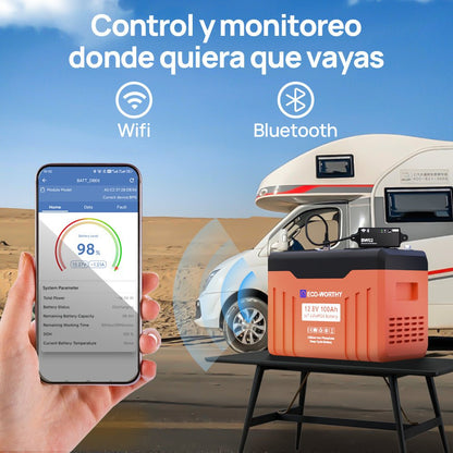 Batería Litio LiFePO4 12V 100Ah Con Bluetooth - Batería Litio LiFePO4 12V - eco - worthy - es