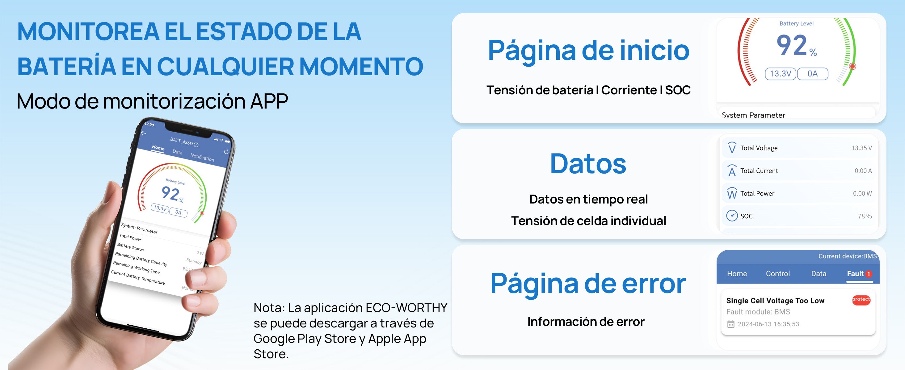 Batería Litio LiFePO4 12V 100Ah con Bluetooth - Batería Litio LiFePO4 12V - eco - worthy - es
