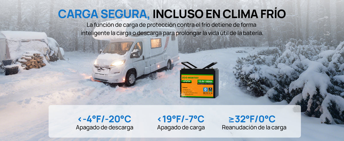 Batería Litio LiFePO4 12V 100Ah con Bluetooth - Batería Litio LiFePO4 12V - eco - worthy - es