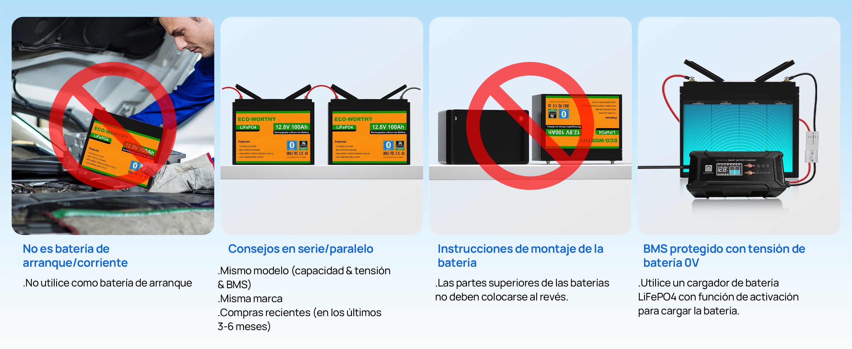 Batería Litio LiFePO4 12V 100Ah con Bluetooth - Batería Litio LiFePO4 12V - eco - worthy - es