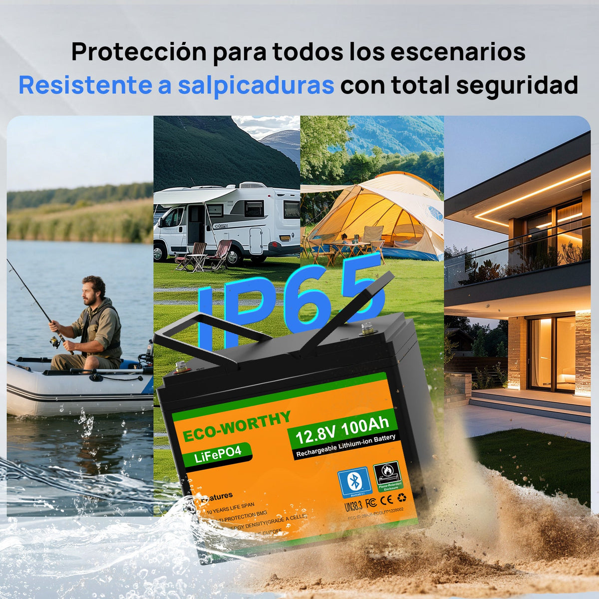 ECO-WORTHY Batería Litio LiFePO4 12V 100Ah con Bluetooth - Batería Litio LiFePO4 12V - eco-worthy-es