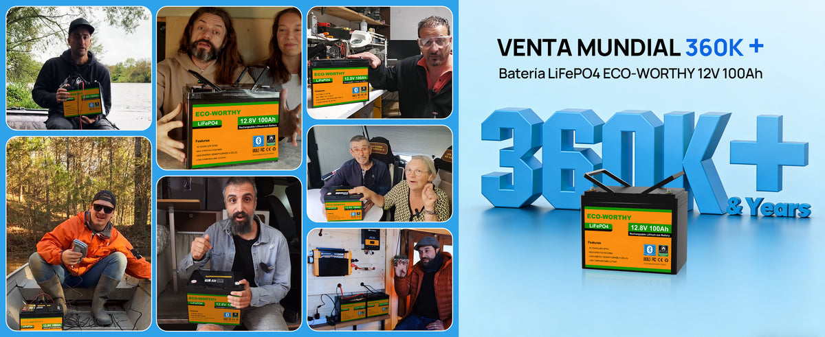 Batería Litio LiFePO4 12V 100Ah con Bluetooth - Batería Litio LiFePO4 12V - eco - worthy - es