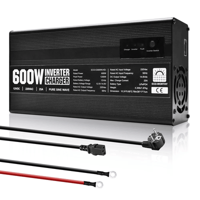 Cargador de batería LiFePO4 de 14,6V y 25A con inversor de 600 W de 12V a 230V para batería - Inversores Solares - eco - worthy - es