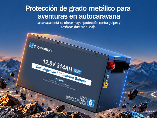 ECO-WORTHY Batería LiFePO4 EnergyRock de 12V 314Ah, carcasa metálica con BMS de 200A