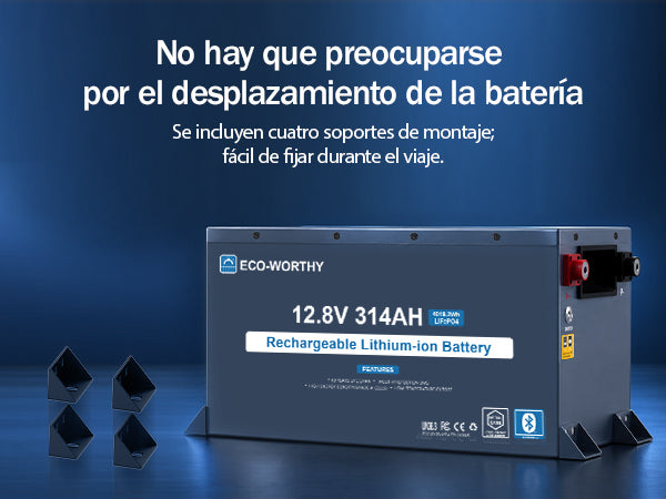 ECO-WORTHY Batería LiFePO4 EnergyRock de 12V 314Ah, carcasa metálica con BMS de 200A