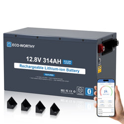 ECO-WORTHY Batería LiFePO4 EnergyRock de 12V 314Ah carcasa metálica con BMS de 200A