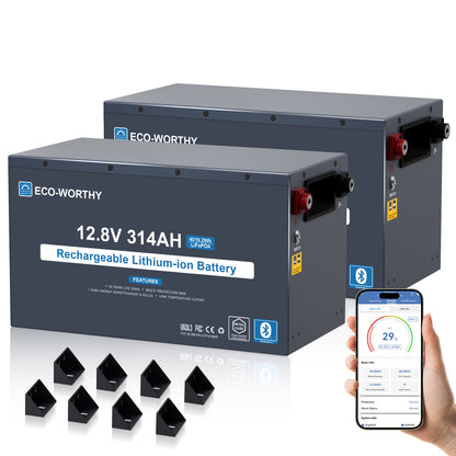 ECO-WORTHY Batería LiFePO4 EnergyRock de 12V 314Ah, carcasa metálica con BMS de 200A