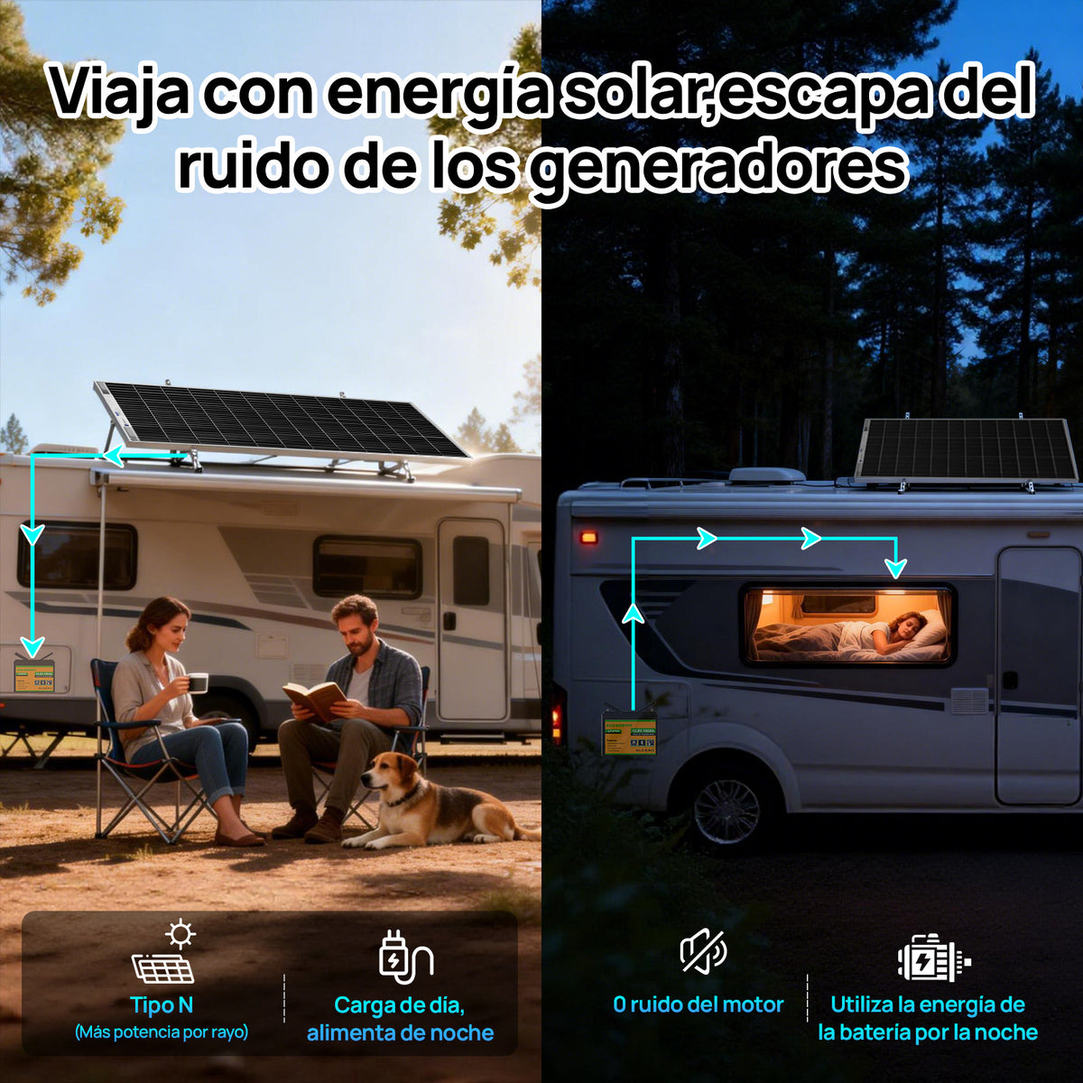 ECO-WORTHY Bifacial 195W 12V Panel Solar Monocristalino 