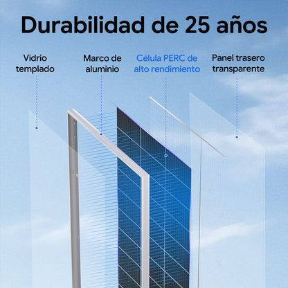 ECO-WORTHY Bifacial 195W 12V Panel Solar Monocristalino 