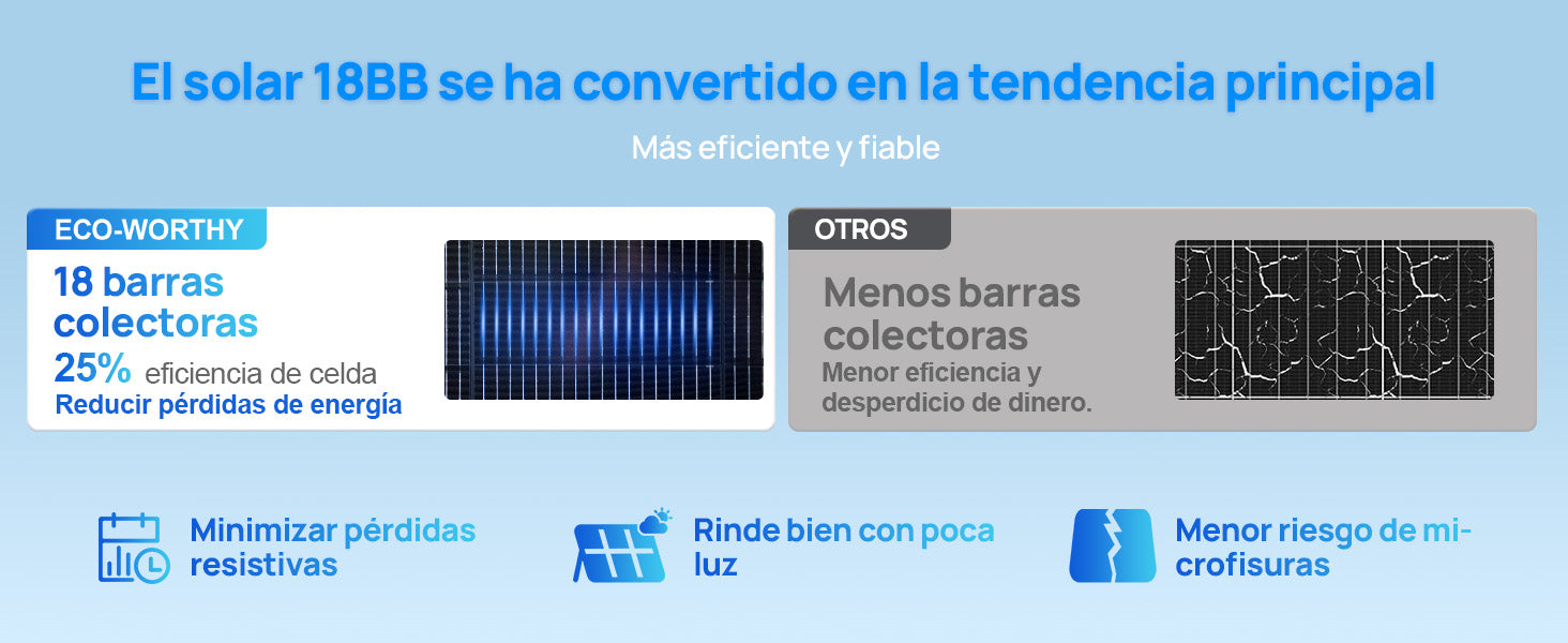 ECO-WORTHY Bifacial 195W 12V Panel Solar Monocristalino 