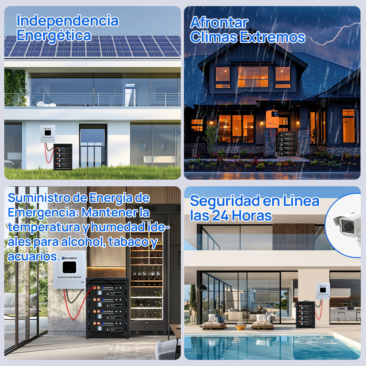 ECO-WORTHY con LiFePO4 de 48V 100Ah e inversor híbrido de 48V 5000W Energía de respaldo para el hogar
