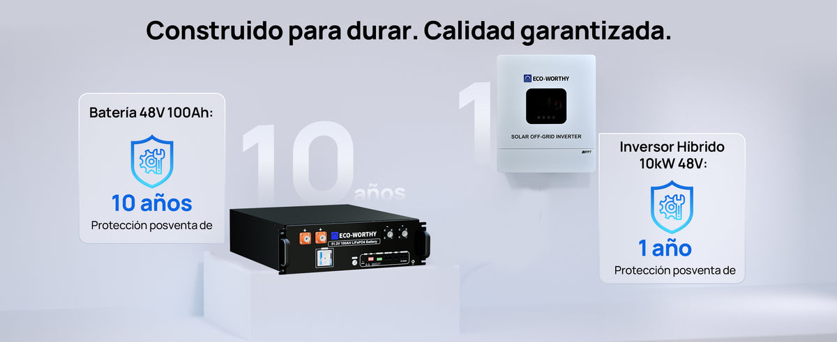 ECO-WORTHY con LiFePO4 de 48V 100Ah e inversor híbrido de 48V 5000W Energía de respaldo para el hogar