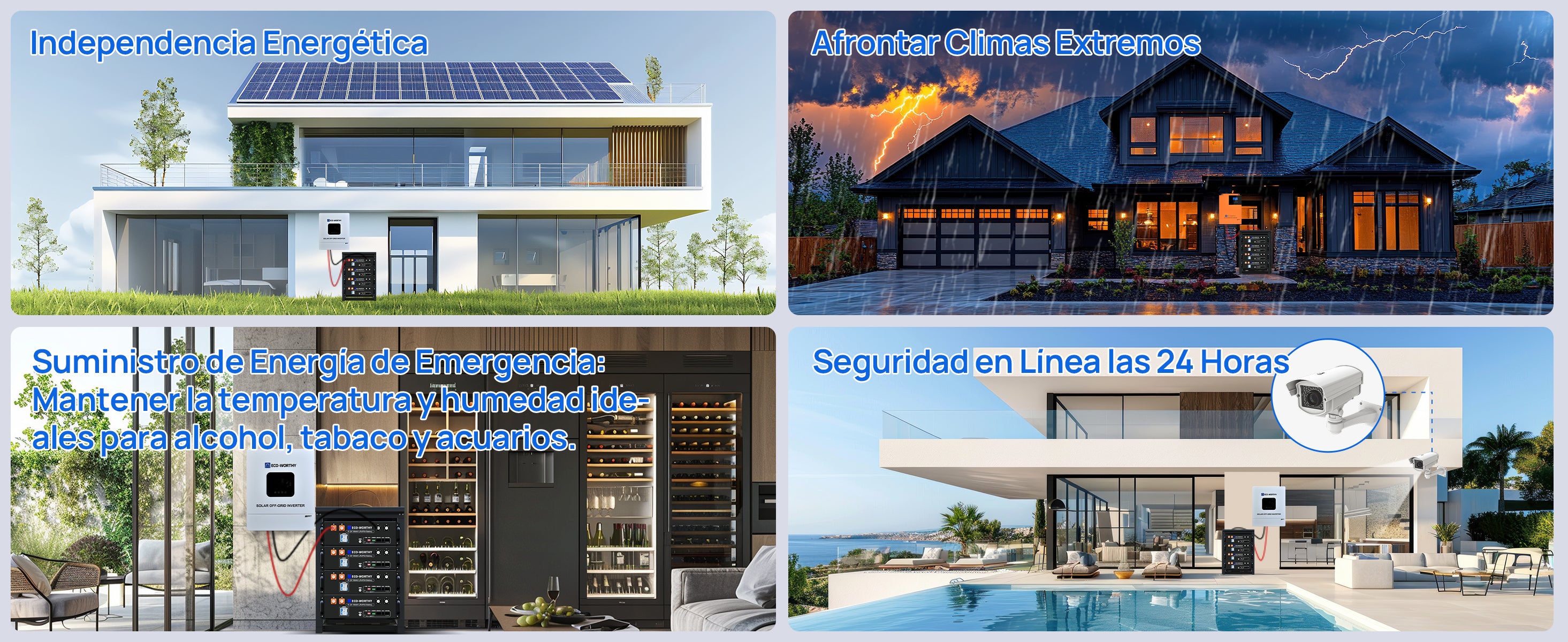 ECO-WORTHY con LiFePO4 de 48V 100Ah e inversor híbrido de 48V 5000W Energía de respaldo para el hogar