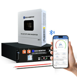 Energía de respaldo para el hogar ECO-WORTHY con LiFePO4 de 48V 100Ah e inversor híbrido de 48V 5000W