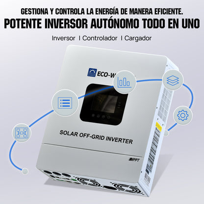 Energía de respaldo para el hogar ECO-WORTHY con LiFePO4 de 48V 100Ah e inversor híbrido de 48V 5000W - 1000W-2000W Kit Solar Aislada - eco-worthy-es