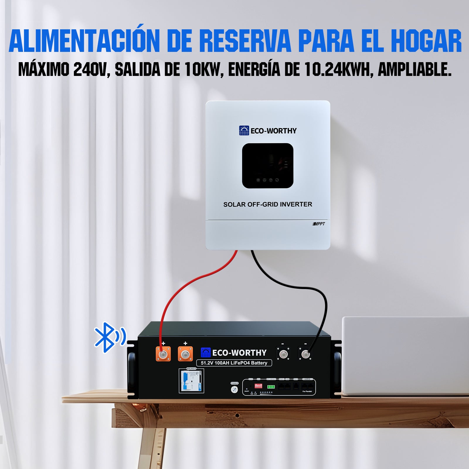 Energía de respaldo para el hogar ECO-WORTHY con LiFePO4 de 48V 100Ah e inversor híbrido de 48V 5000W - 1000W-2000W Kit Solar Aislada - eco-worthy-es