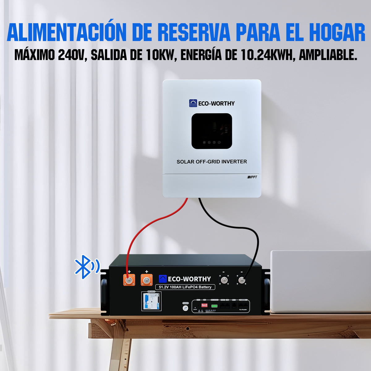 Energía de respaldo para el hogar ECO-WORTHY con LiFePO4 de 48V 100Ah e inversor híbrido de 48V 5000W - 1000W-2000W Kit Solar Aislada - eco-worthy-es