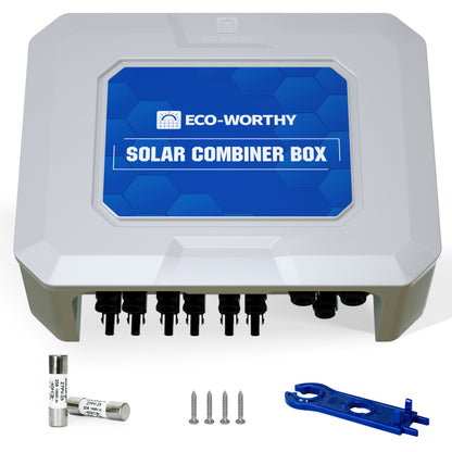 ECO‑WORTHY Caja Combinadora Fotovoltaica 15A IP65 con Protección contra Sobretensiones 12‑48V