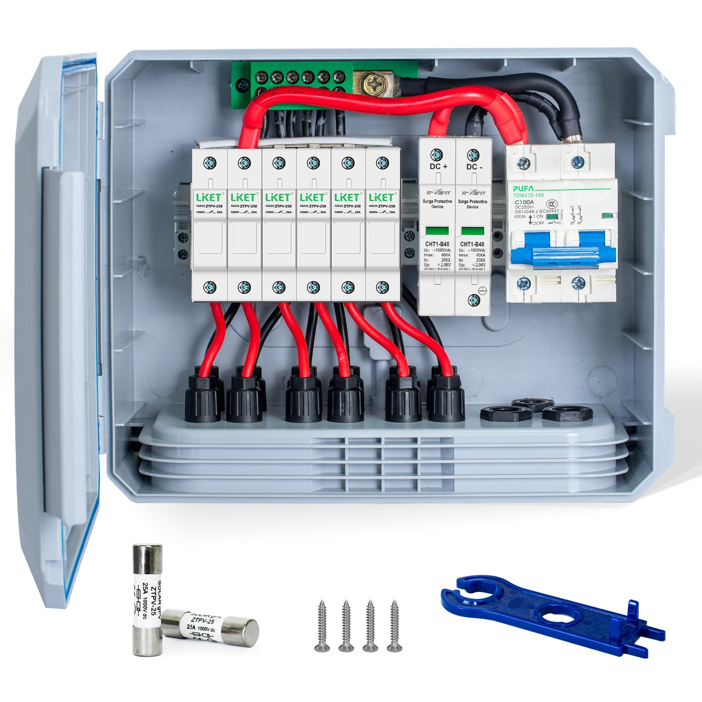 ECO‑WORTHY Caja Combinadora Fotovoltaica 15A IP65 con Protección contra Sobretensiones 12‑48V