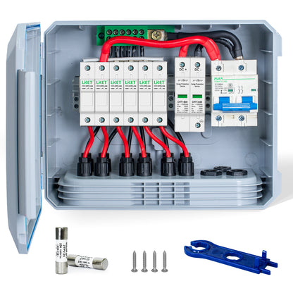 ECO‑WORTHY Caja Combinadora Fotovoltaica 15A IP65 con Protección contra Sobretensiones 12‑48V