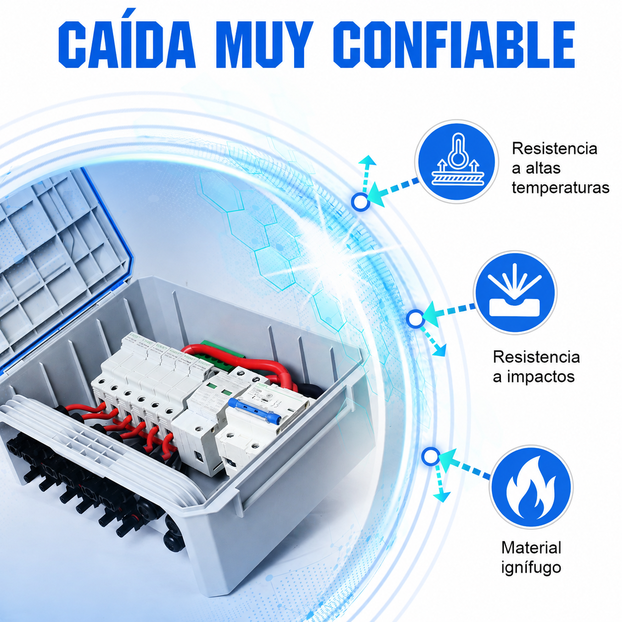 ECO‑WORTHY Caja Combinadora Fotovoltaica 15A IP65 con Protección contra Sobretensiones 12‑48V