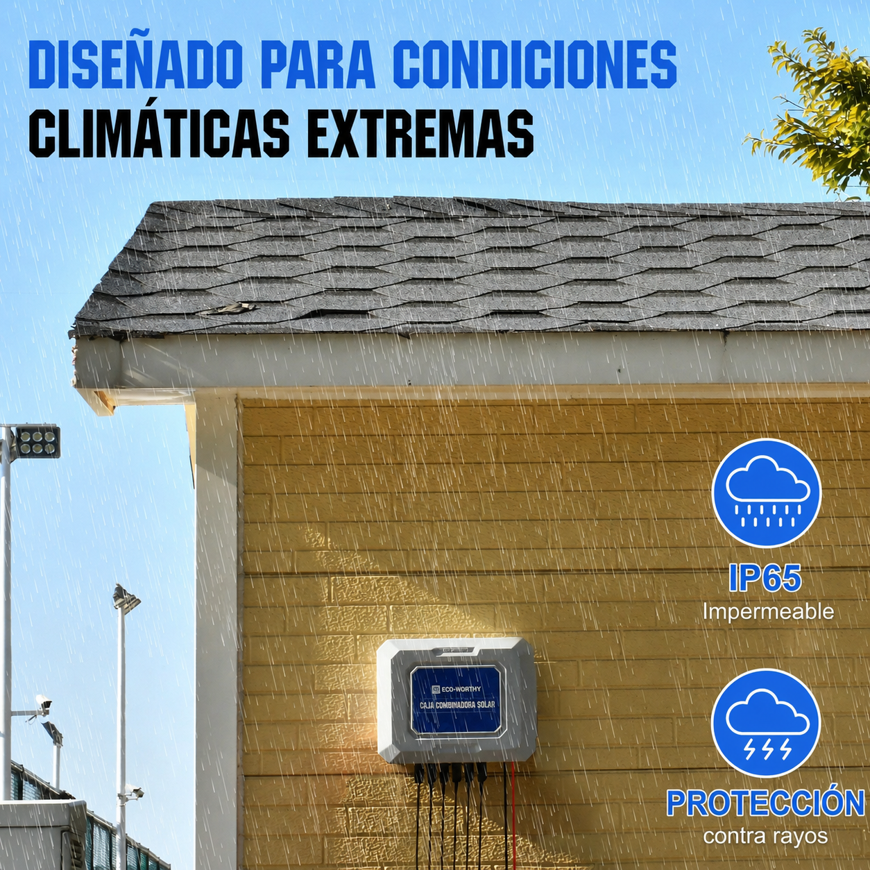 ECO‑WORTHY Caja Combinadora Fotovoltaica 15A IP65 con Protección contra Sobretensiones 12‑48V