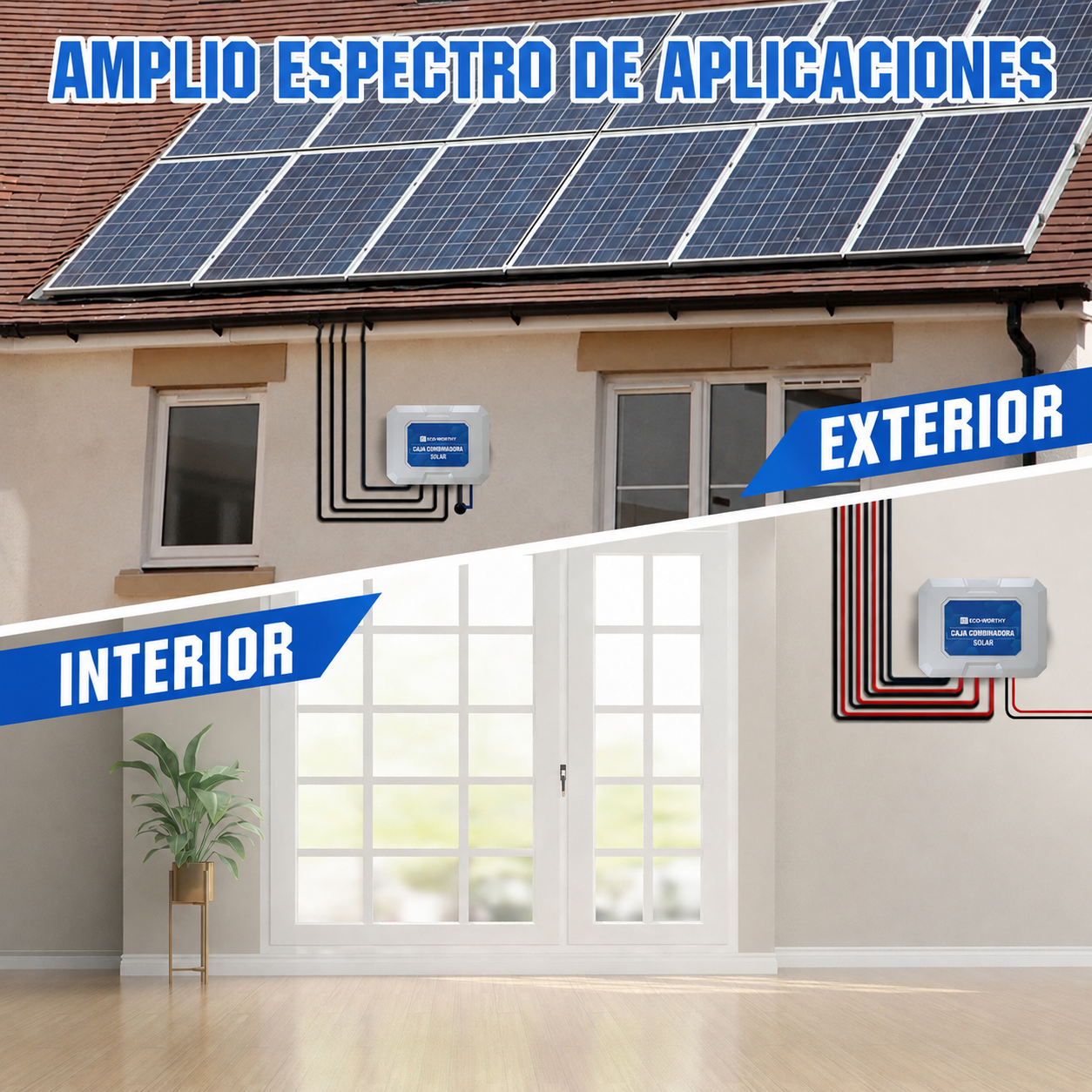 ECO‑WORTHY Caja Combinadora Fotovoltaica 15A IP65 con Protección contra Sobretensiones 12‑48V