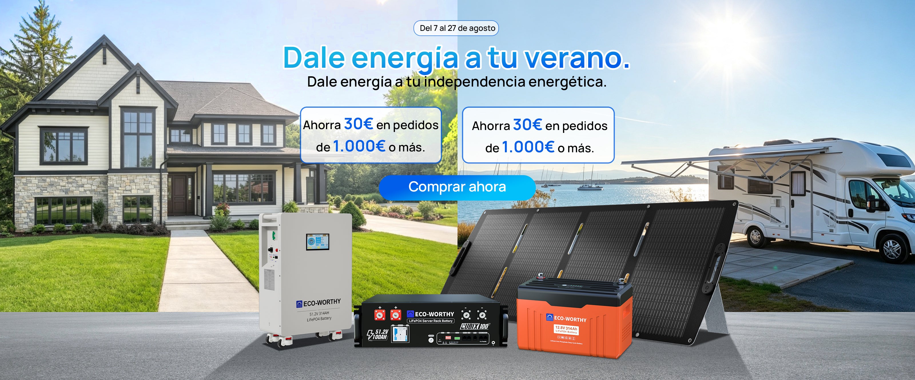 Oferta por la ola de calor de verano: Ahorra 30 € al instante en pedidos de sistemas solares y de almacenamiento de energía por un importe total de 1.000 € o más.