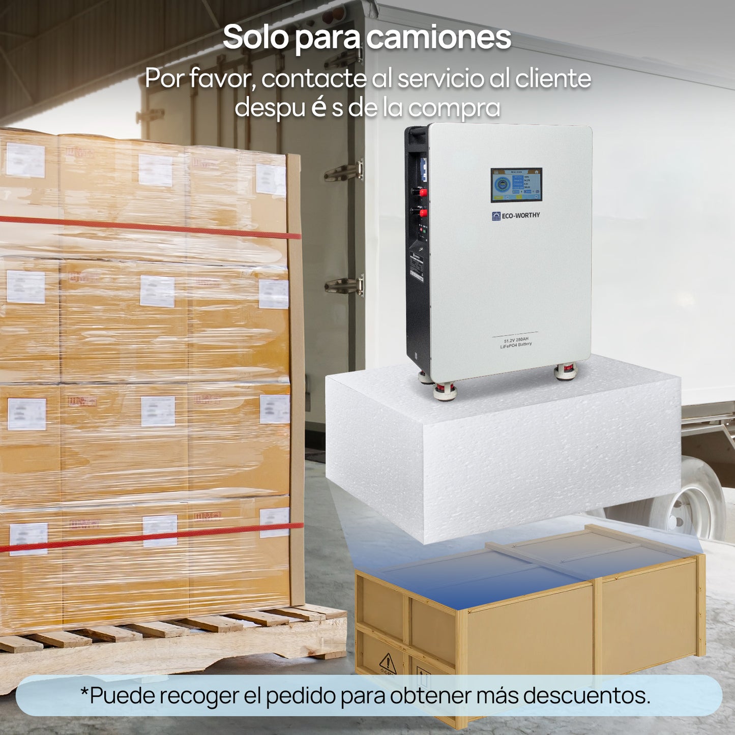 【Preventa】Batería LiFePO4 ECO-WORTHY de 48V 280Ah | Batería solar de respaldo para el hogar | Montaje en pared