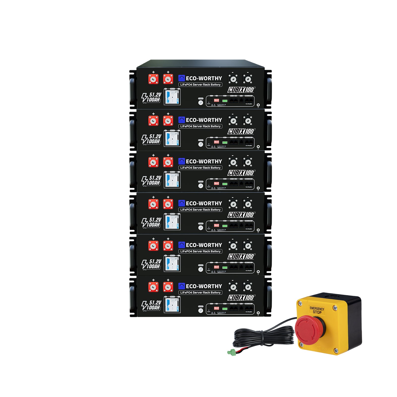 Batería para rack de servidor ECO - WORTHY de 48V(51,2V) 100 Ah LiFePO4, tamaño 3U, con Bluetooth y wifi - Versión 3 - Batería Litio LiFePO4 48V - eco - worthy - es